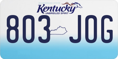 KY license plate 803JOG