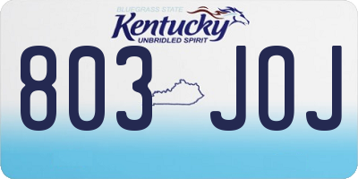 KY license plate 803JOJ