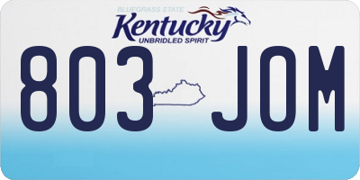 KY license plate 803JOM