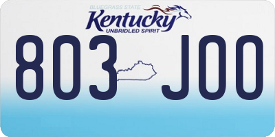 KY license plate 803JOO