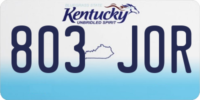 KY license plate 803JOR