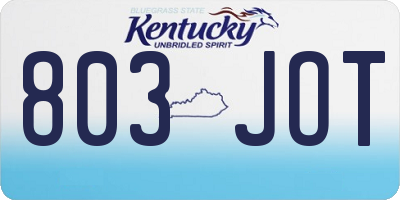 KY license plate 803JOT