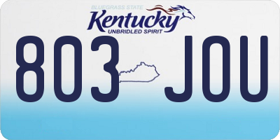 KY license plate 803JOU