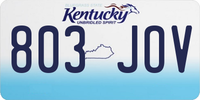 KY license plate 803JOV