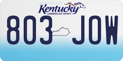 KY license plate 803JOW