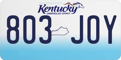 KY license plate 803JOY