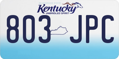 KY license plate 803JPC