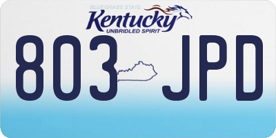 KY license plate 803JPD