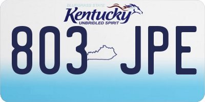 KY license plate 803JPE