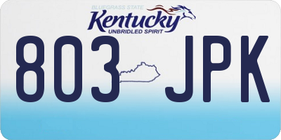 KY license plate 803JPK