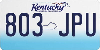 KY license plate 803JPU