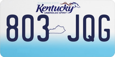 KY license plate 803JQG
