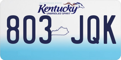 KY license plate 803JQK