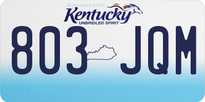 KY license plate 803JQM