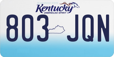 KY license plate 803JQN