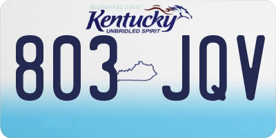 KY license plate 803JQV