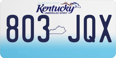 KY license plate 803JQX