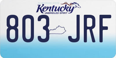 KY license plate 803JRF