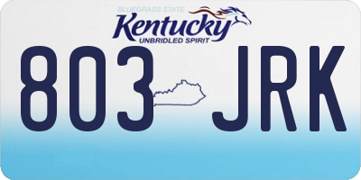 KY license plate 803JRK