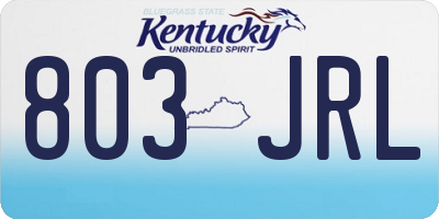 KY license plate 803JRL