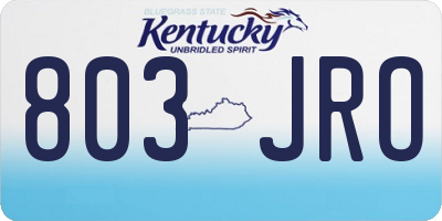 KY license plate 803JRO