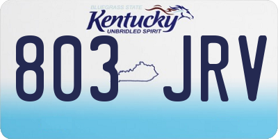 KY license plate 803JRV