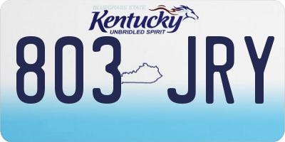 KY license plate 803JRY
