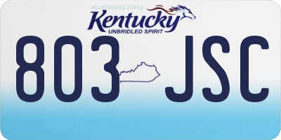 KY license plate 803JSC