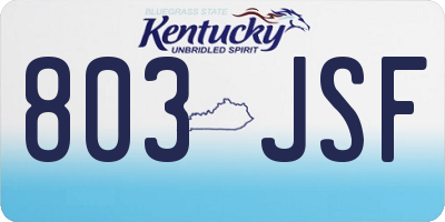 KY license plate 803JSF