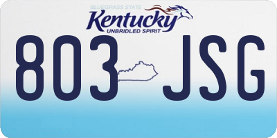 KY license plate 803JSG