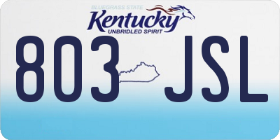 KY license plate 803JSL
