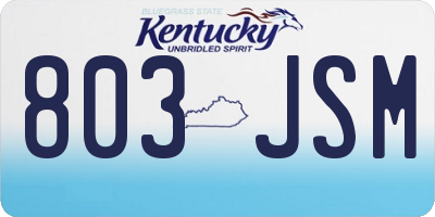 KY license plate 803JSM