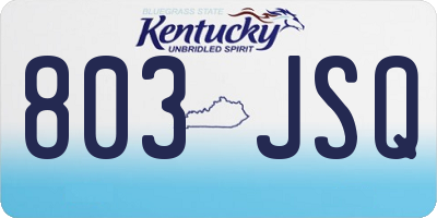 KY license plate 803JSQ