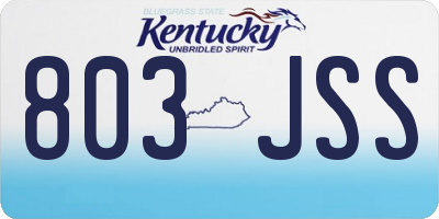 KY license plate 803JSS