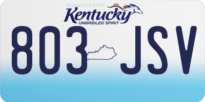 KY license plate 803JSV