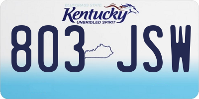 KY license plate 803JSW
