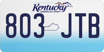 KY license plate 803JTB