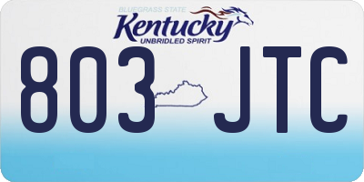 KY license plate 803JTC