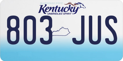 KY license plate 803JUS