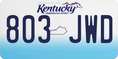 KY license plate 803JWD