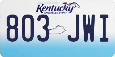 KY license plate 803JWI