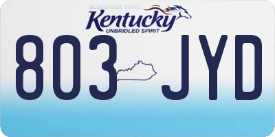 KY license plate 803JYD