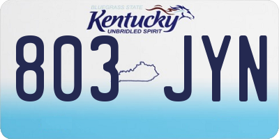 KY license plate 803JYN