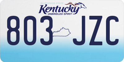 KY license plate 803JZC