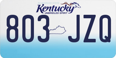 KY license plate 803JZQ