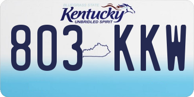 KY license plate 803KKW