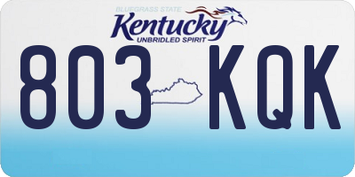 KY license plate 803KQK