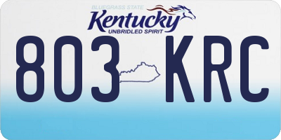 KY license plate 803KRC