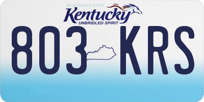 KY license plate 803KRS