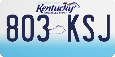 KY license plate 803KSJ